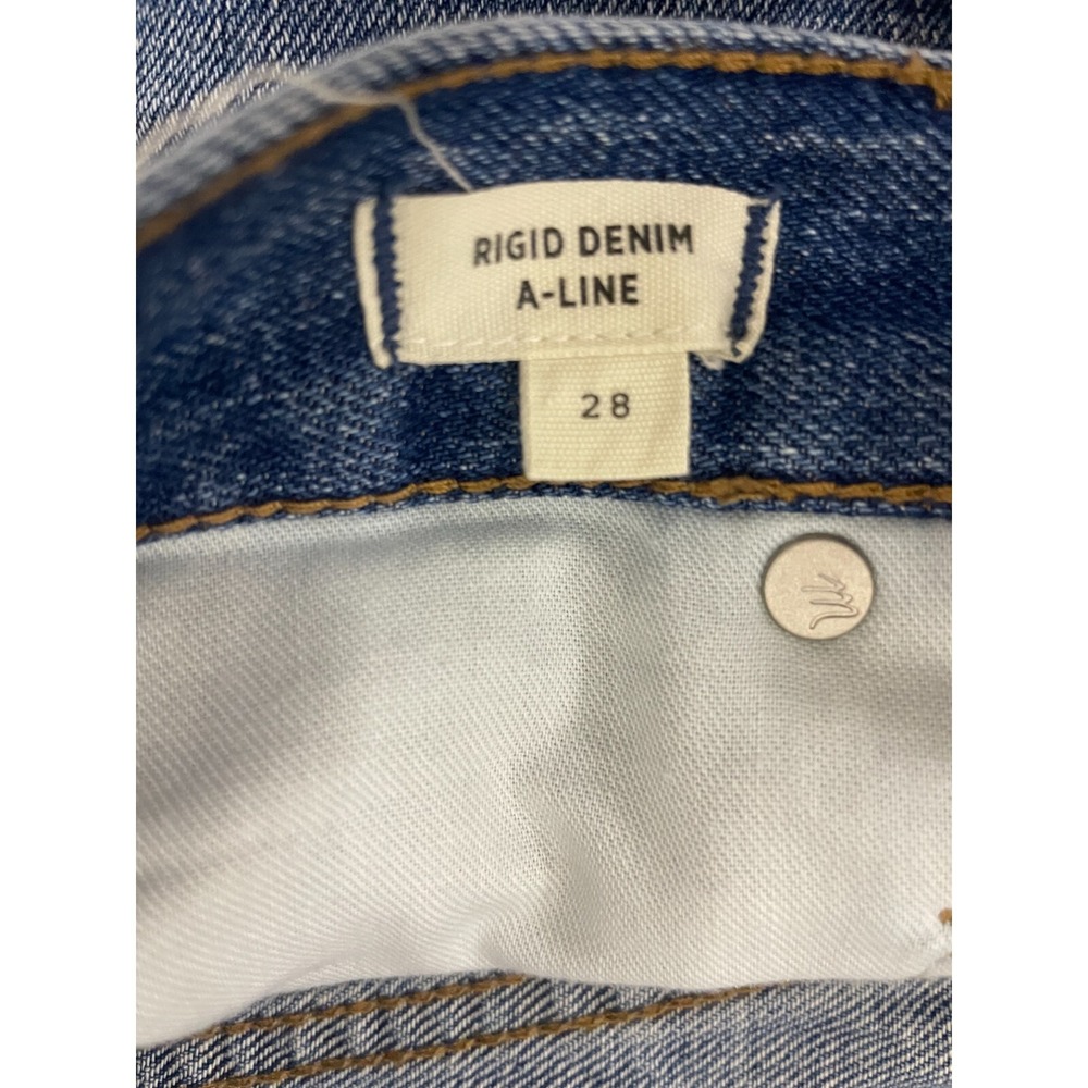 Madewell Button Skirt Size M Blue Rigid Denim A-Line Mini Cut Off Frayed Cotton - Picture 4 of 15
